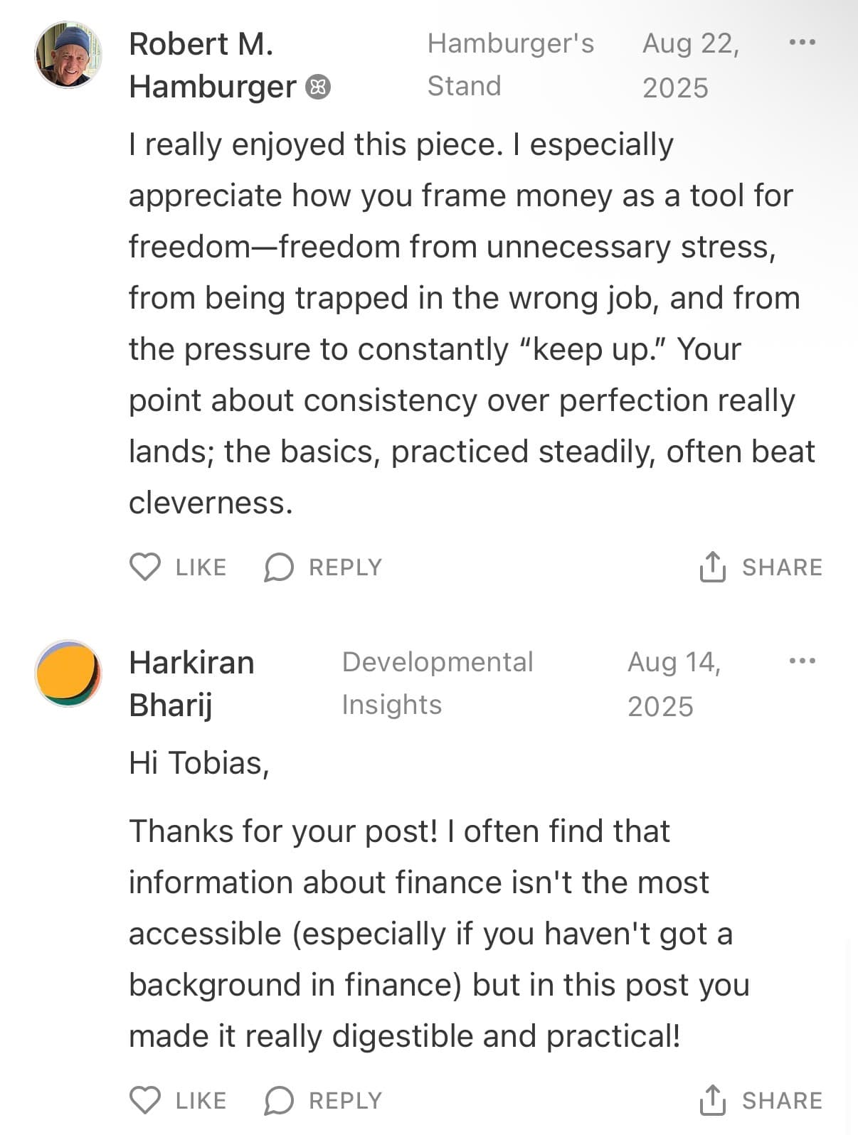 Reader response #4 to the Output Theory newsletter