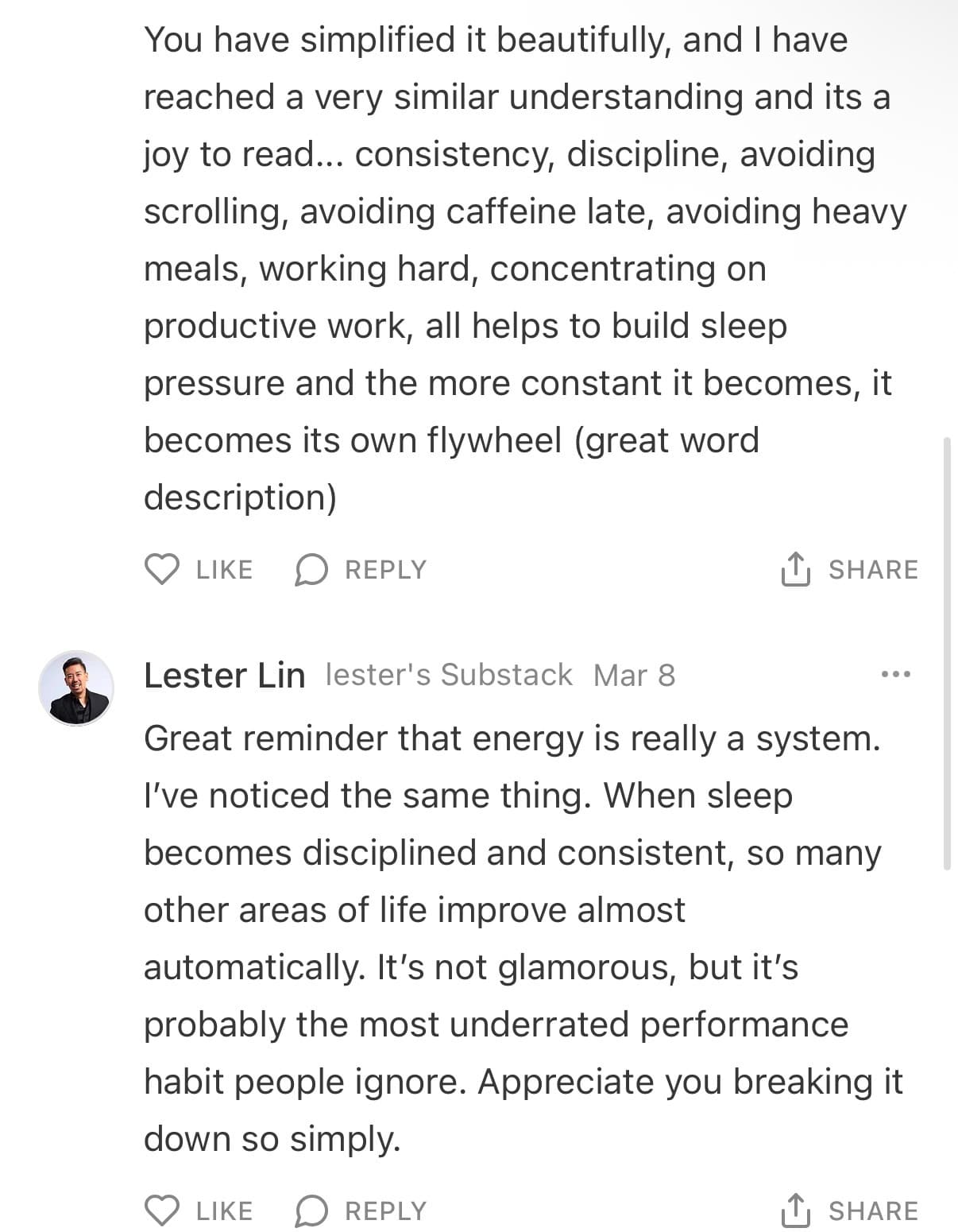 Reader response #15 to the Output Theory newsletter