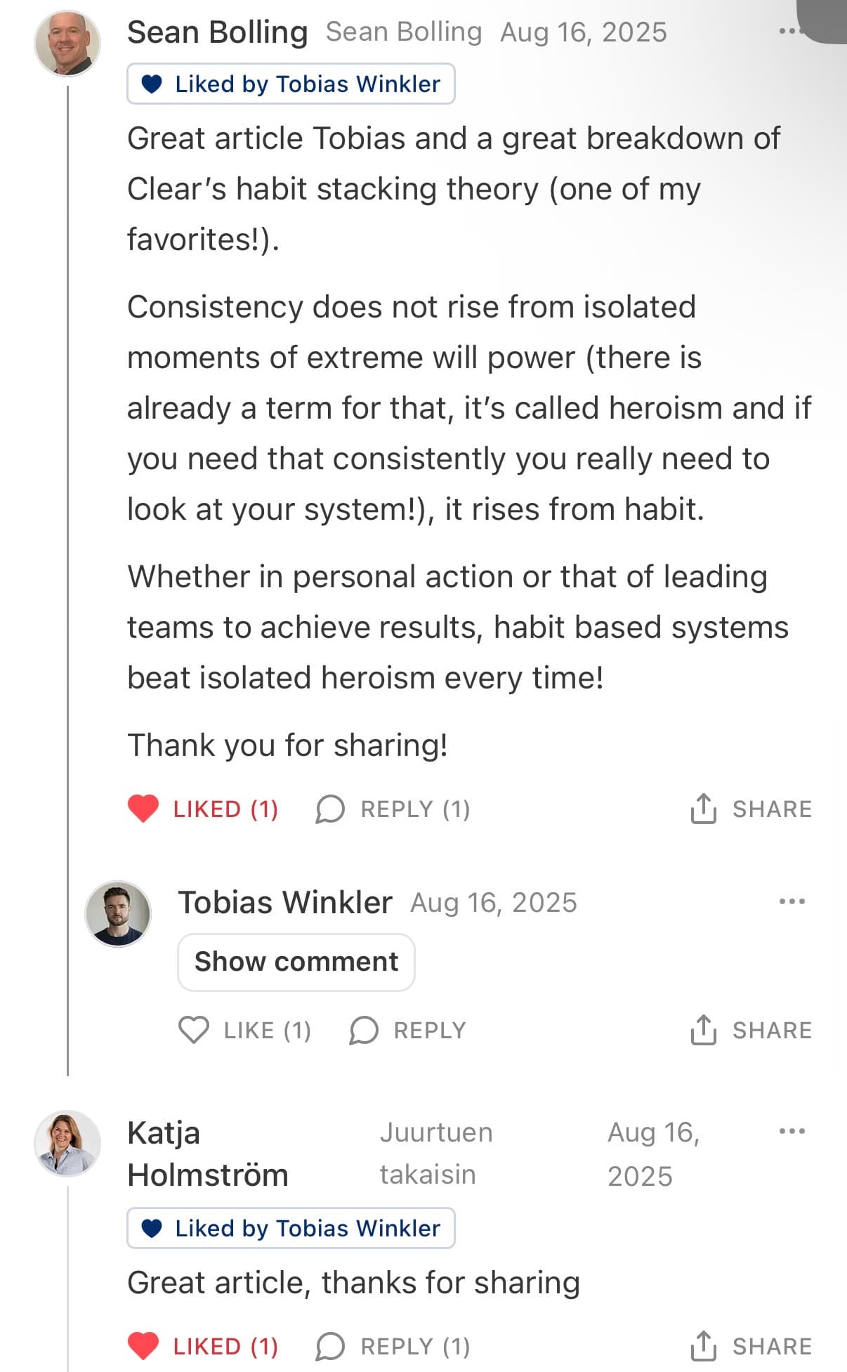 Reader response #27 to the Output Theory newsletter