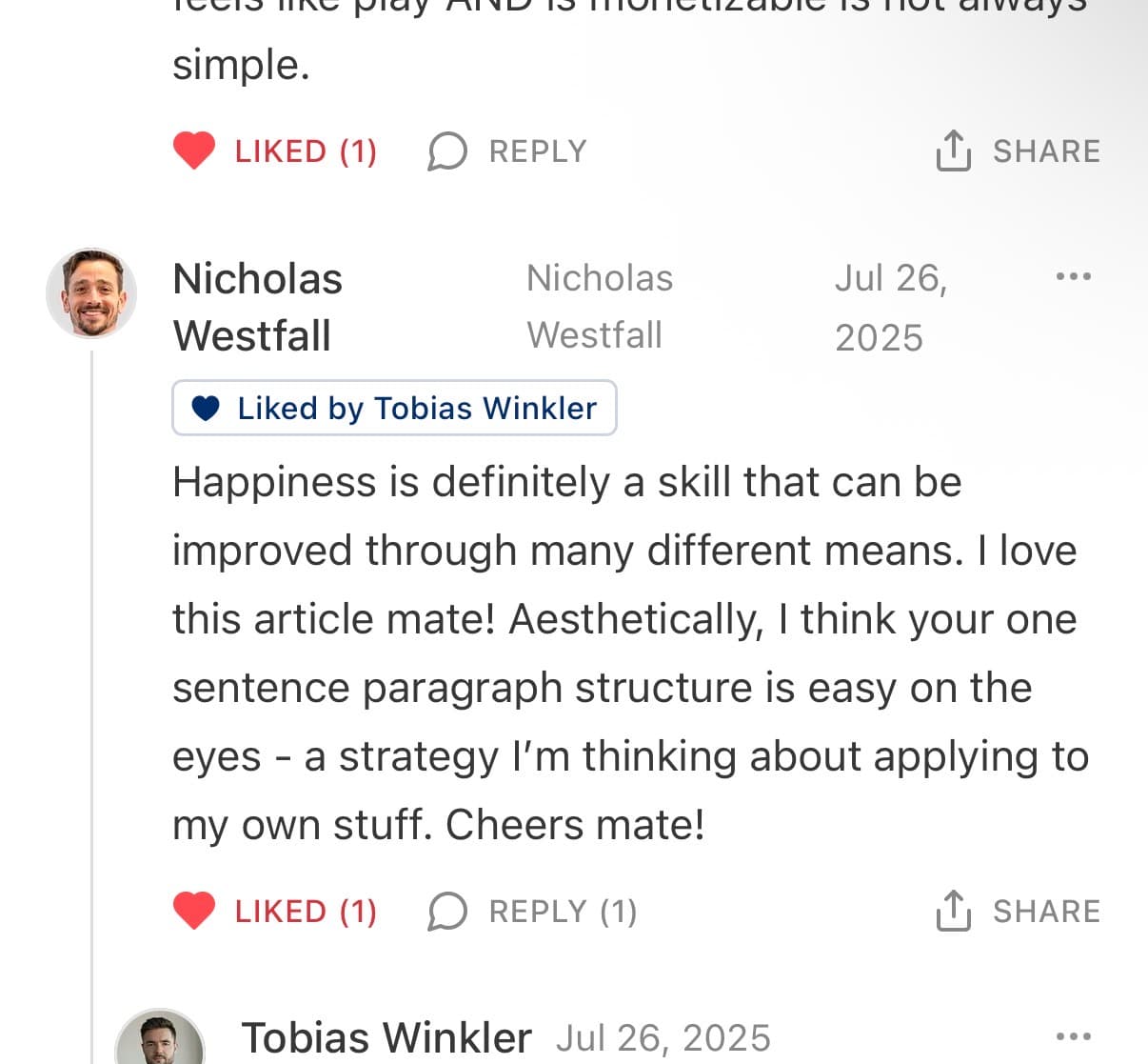 Reader response #31 to the Output Theory newsletter